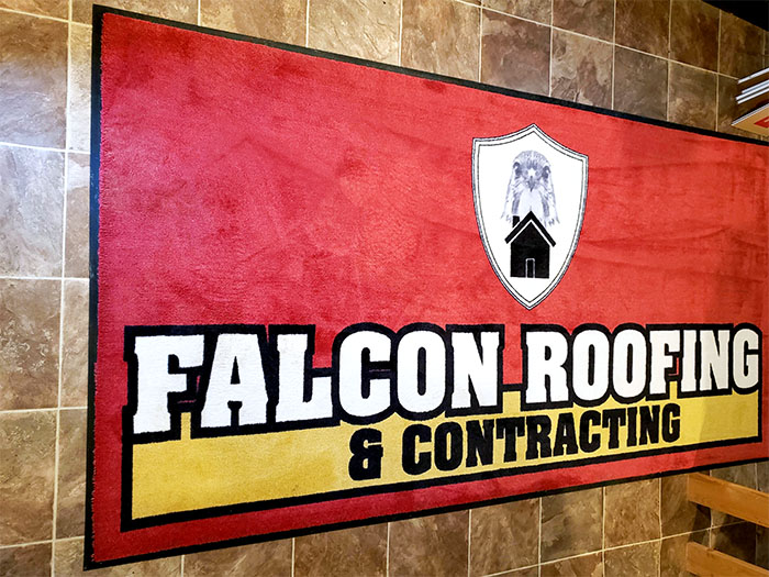 Custom Made Spectrum Logo Rug - Falcon Roofing & Contracting Sprakers, New York